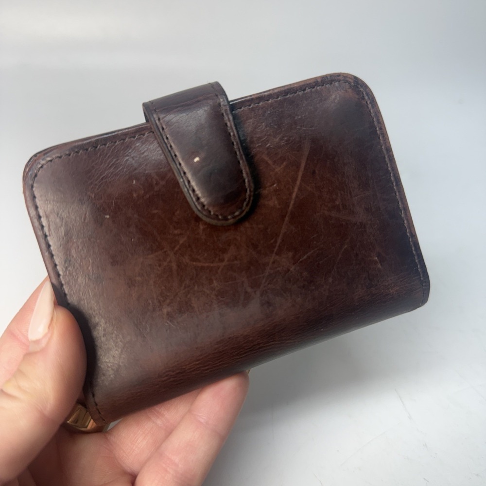 Vintage Coach All Leather BiFold Wallet Dark Brown Classic Snap 90s Retro
